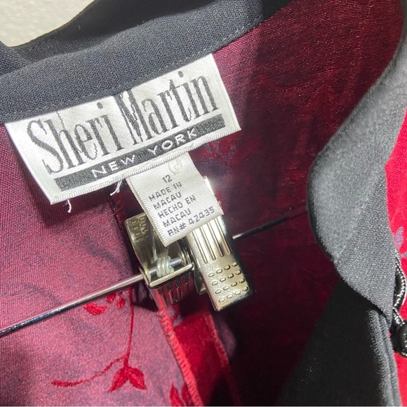Vintage Sheri Martin Cheongsam Qipao Robe Jacket Collar Red Black Size 12 - Picture 11 of 12